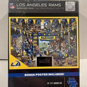 Los Angeles Rams NFL 500 pc Puzzle Barnyard Fans 20 x 15" w/ Poster, NEW